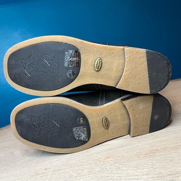 Lucky Brand Angelika Leather Riding Boots Pull On Buckle Slouchy Gray Women’s 6 - Picture 7 of 12